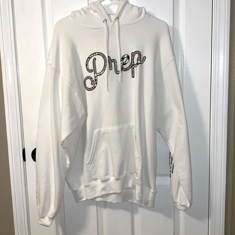 Champion Authentic PREP COTERIE white Hoodie. Front side pockets size Large